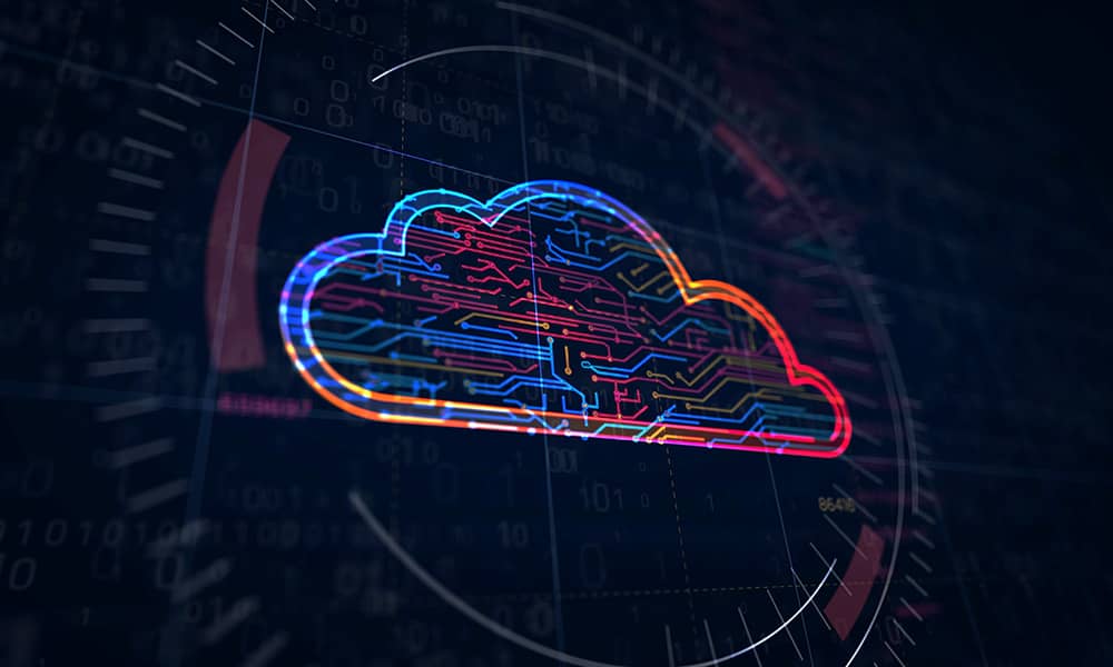 Editorial illustration of cloud computing
